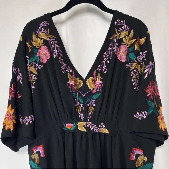 eShakti Wayward Fancies Black Embroidered Floral Maxi Dress - Picture 4 of 10